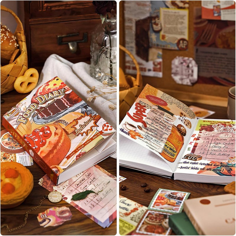 OFFIGIFT Scrapbooking Supplies Kit: Vintage Aesthetic Scrapbook Kit, Junk Journal Supplies with Scrapbook Stickers Paper, Journaling Supplies, Birthday Craft Gift for Adult, Food Diary - Image 3